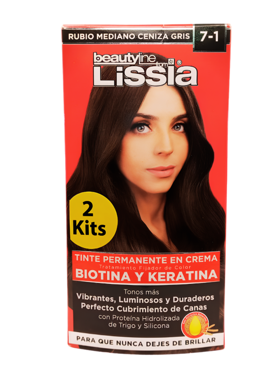 TINTE LISSIA 2 KITS 7.1 RUBIO MEDIANO CENIZA