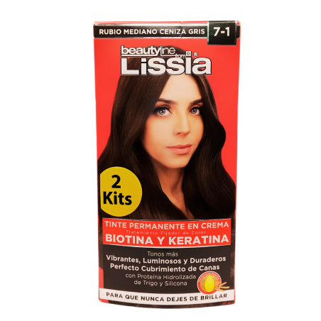 TINTE LISSIA 2 KITS 7.1 RUBIO MEDIANO CENIZA