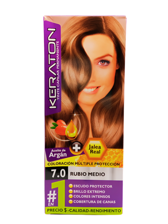 TINTE KERATON PERMAN 7.0 RUBIO MEDIO