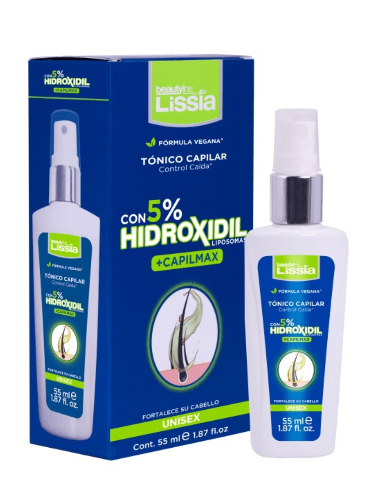 TONICO CAPILAR LISSIA HIDROXIDIL 5% + CAPILMAX  55 ML UNISEX