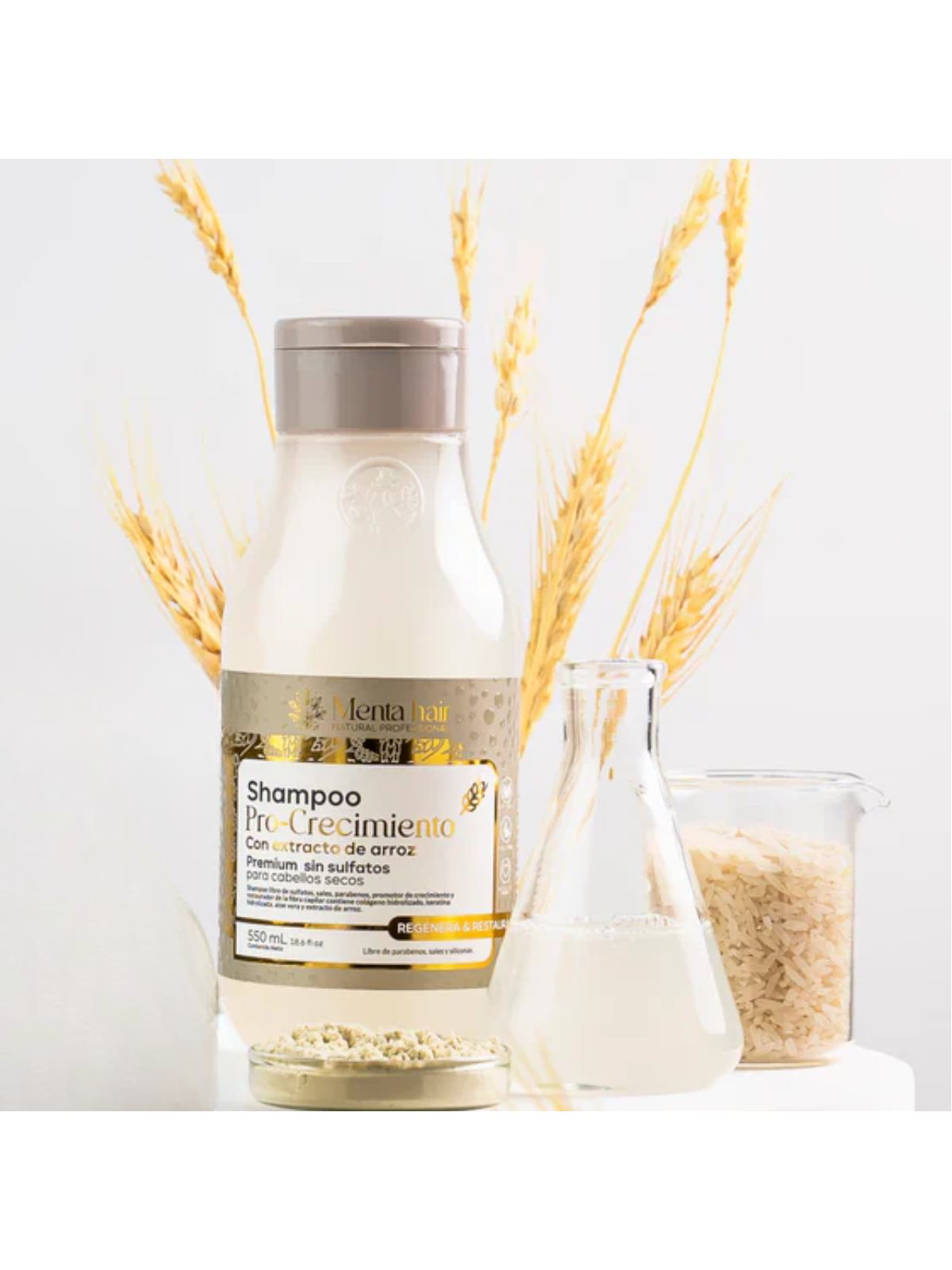 SHAMPOO MENTA HAIR PRO CRECIMIENTO EXTRACTO DE ARROZ 550 ML
